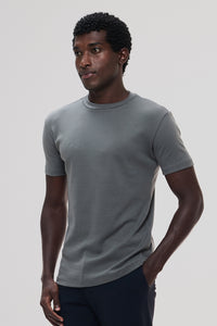 Camiseta Raiz Gola Média cinza raiz em algodão egípcio - Origgo