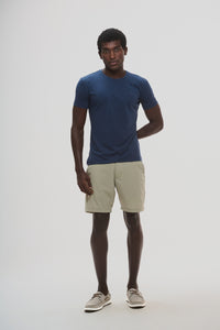 Camiseta Origem Gola V · Azul Horizonte – Algodão Egípcio