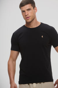 Camiseta preta com mico-leão-dourado em algodão egípcio - Origgo