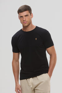 Camiseta preta com mico-leão-dourado em algodão egípcio - Origgo