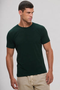 Camiseta Origem lisa verde floresta em algodão egípcio - Origgo