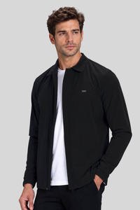 Jaqueta Urban corta-vento masculina preta em poliamida - Origgo
