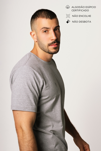 Camiseta Origem cinza bruma em algodão egípcio - Origgo