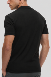 Camiseta Raiz Gola Média preta em algodão egípcio - Origgo