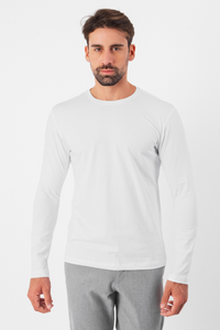 Camiseta manga longa branca em algodão egípcio - Origgo