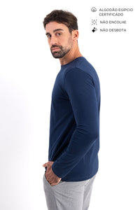 Camiseta Manga Longa · Azul Noturno – Algodão Egípcio