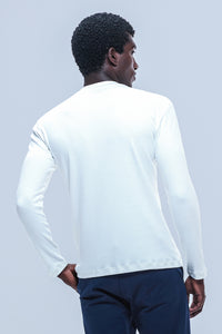 Camiseta Raiz manga longa gola média branca em algodão egípcio - Origgo