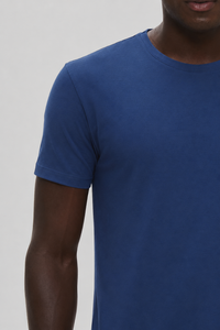 Camiseta lisa azul em algodão egípcio - Origgo