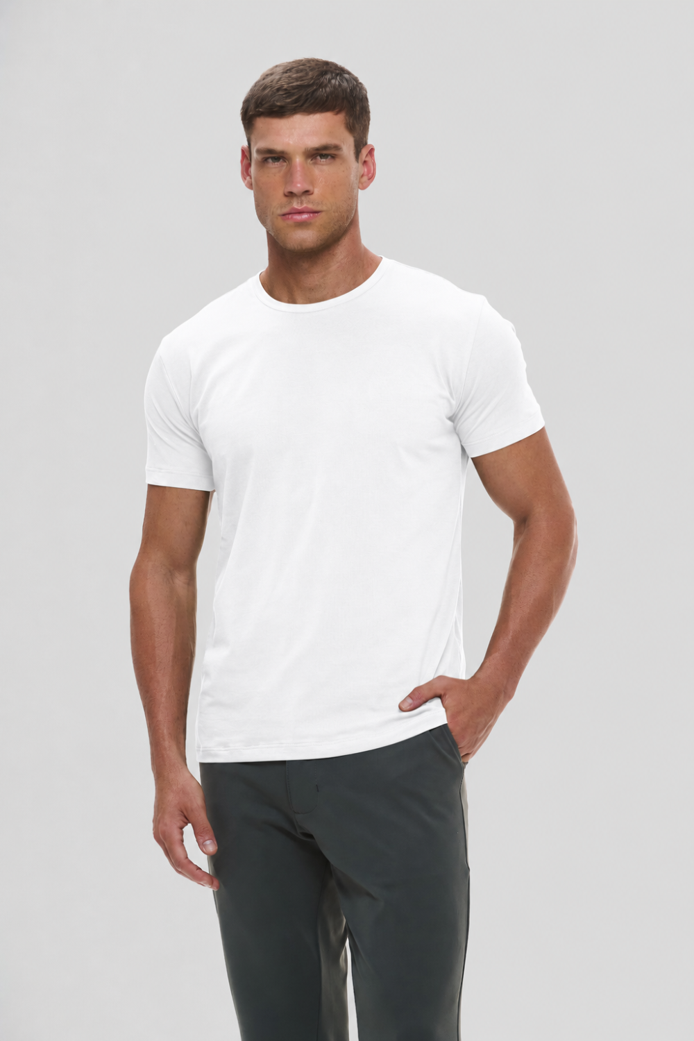 Camiseta lisa branca em algodão egípcio - Origgo