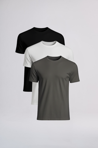 Kit 3 camisetas gola média em algodão egípcio - Origgo