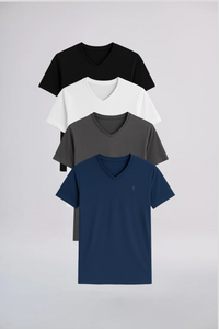 Kit 4 camisetas Origem gola V em algodão egípcio - Origgo