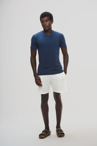 Camiseta Origem gola V azul horizonte em algodão egípcio - Origgo