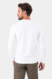 Camiseta lisa manga longa branca em algodão egípcio - Origgo