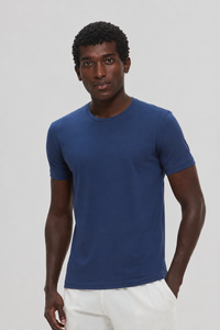 Camiseta lisa azul em algodão egípcio - Origgo